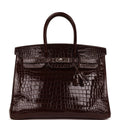Hermes Birkin 35 Havane Shiny Porosus Crocodile Palladium Hardware