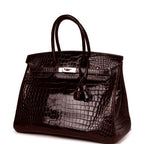 Hermes Birkin 35 Havane Shiny Porosus Crocodile Palladium Hardware