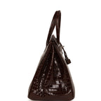 Hermes Birkin 35 Havane Shiny Porosus Crocodile Palladium Hardware