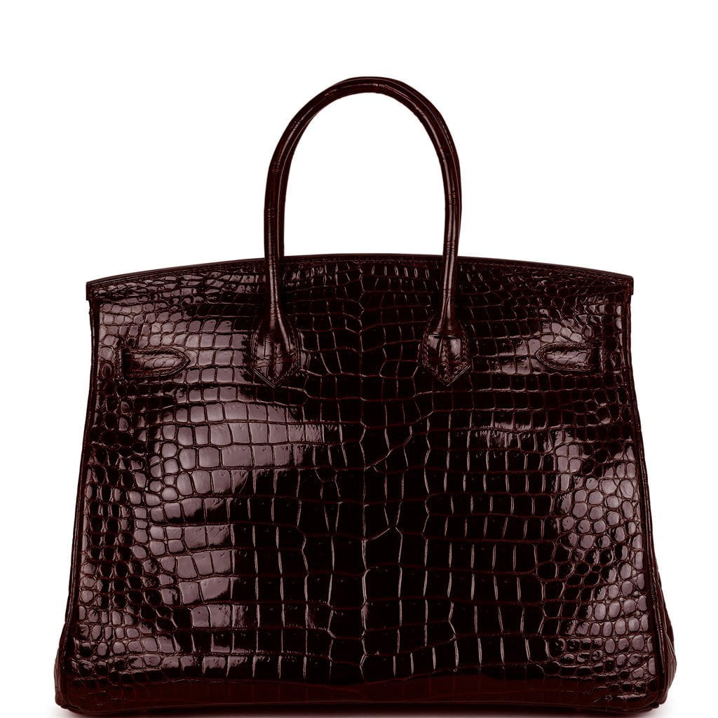 Hermes Birkin 35 Havane Shiny Porosus Crocodile Palladium Hardware