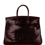 Hermes Birkin 35 Havane Shiny Porosus Crocodile Palladium Hardware