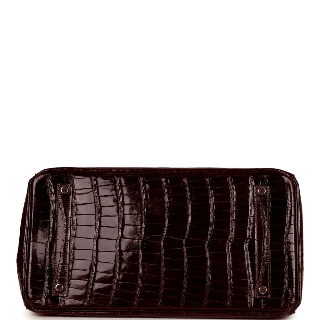 Hermes Birkin 35 Havane Shiny Porosus Crocodile Palladium Hardware
