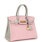 Hermes Special Order (HSS) Birkin 30 Rose Sakura and Gris Perle Chevre Brushed Gold Hardware
