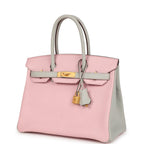 Hermes Special Order (HSS) Birkin 30 Rose Sakura and Gris Perle Chevre Brushed Gold Hardware