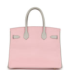 Hermes Special Order (HSS) Birkin 30 Rose Sakura and Gris Perle Chevre Brushed Gold Hardware