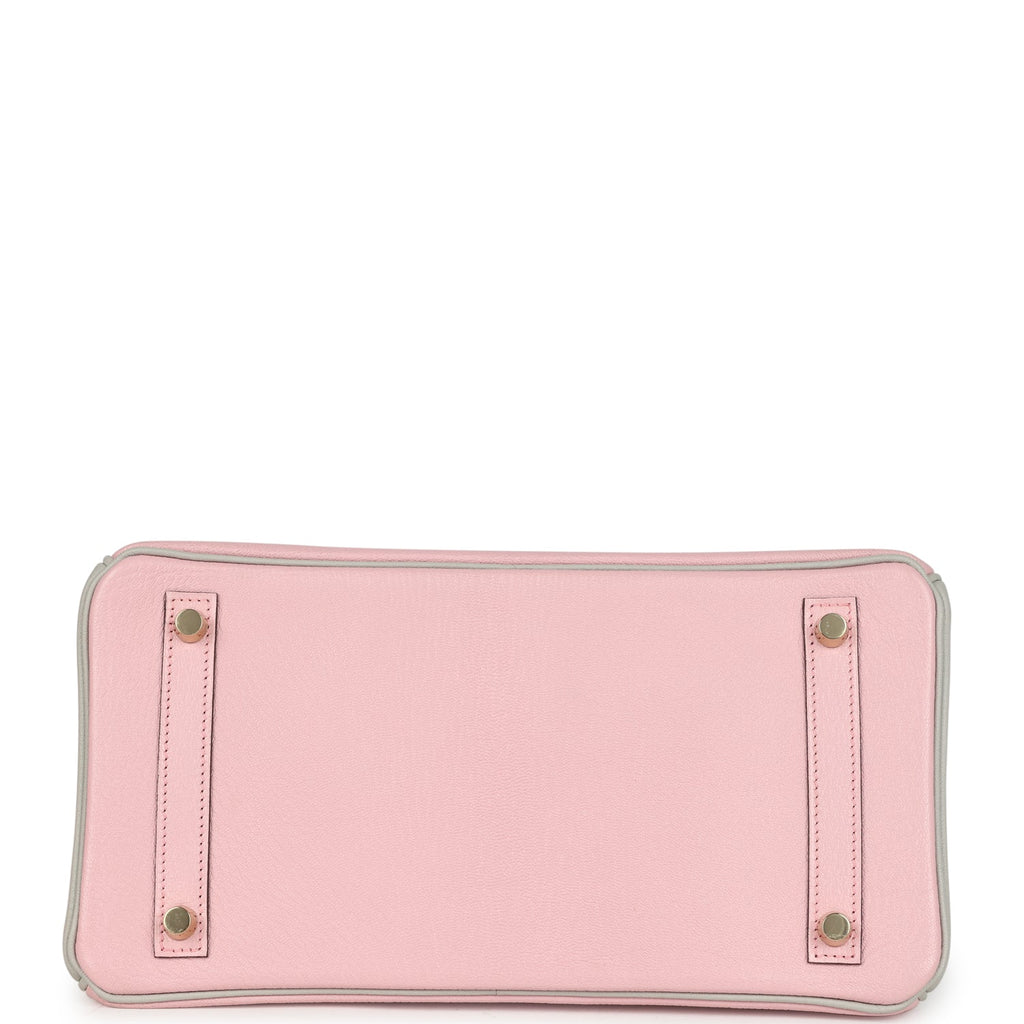 Hermes Special Order (HSS) Birkin 30 Rose Sakura and Gris Perle Chevre Brushed Gold Hardware
