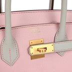 Hermes Special Order (HSS) Birkin 30 Rose Sakura and Gris Perle Chevre Brushed Gold Hardware