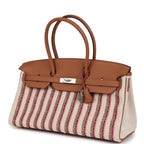 Hermes Shoulder Birkin Light 39 Multicolor Toile and Gold Swift Palladium Hardware
