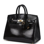 Hermes Birkin Sellier 20 Black Varanus Niloticus Lizard Gold Hardware