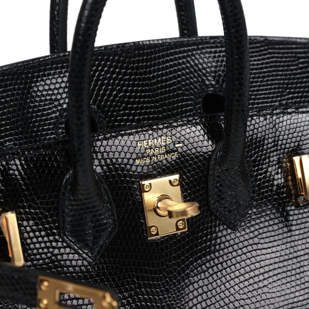 Hermes Birkin Sellier 20 Black Varanus Niloticus Lizard Gold Hardware