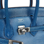 Hermes Birkin 25 Bleu Izmir Varanus Niloticus Lizard Palladium Hardware