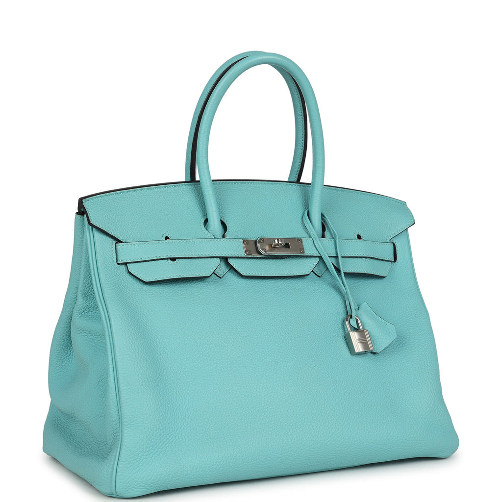 Hermes Birkin 35 Bleu Atoll Togo Palladium Hardware