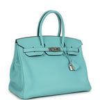 Hermes Birkin 35 Bleu Atoll Togo Palladium Hardware
