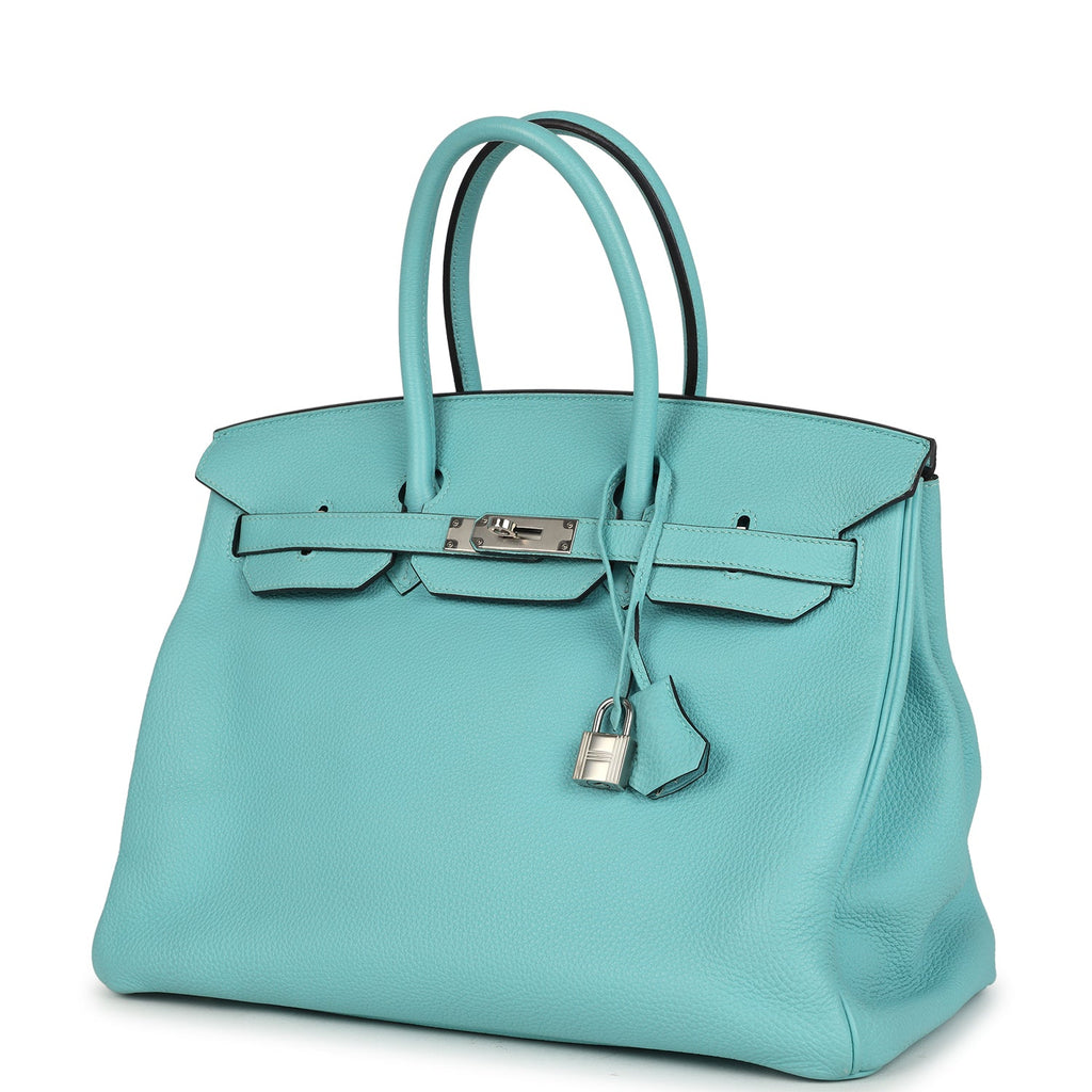 Hermes Birkin 35 Bleu Atoll Togo Palladium Hardware