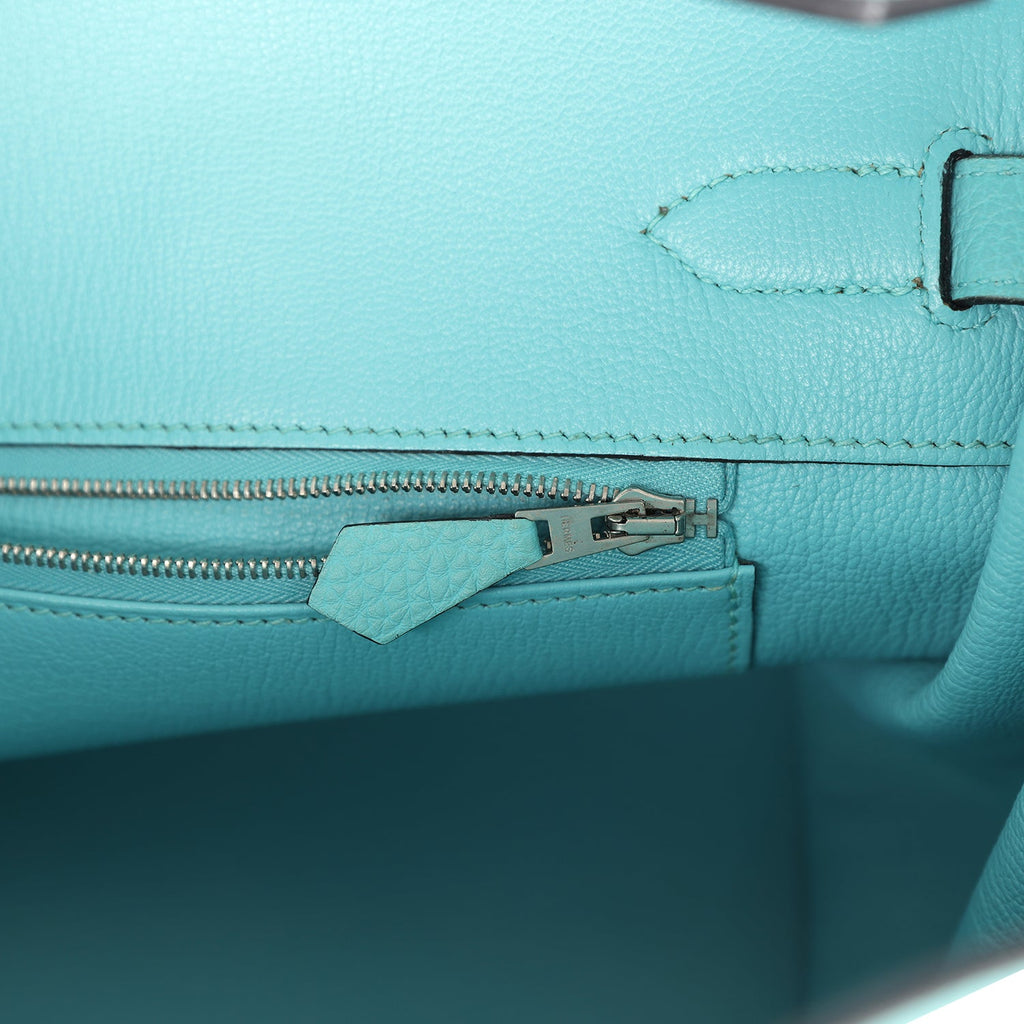 Hermes Birkin 35 Bleu Atoll Togo Palladium Hardware