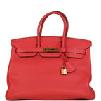 Hermes Birkin 35 Geranium Togo Gold Hardware