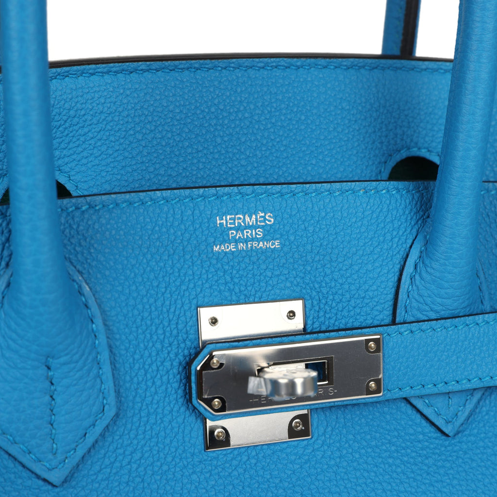 Hermes Birkin 30 Bleu Zanzibar Verso Togo Palladium Hardware