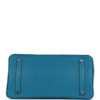 Hermes Birkin 35 Bleu Izmir Verso Clemence Palladium Hardware