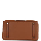 Hermes Birkin Club 35 Gold and Marron d'Inde Clemence and Ficelle Lizard Permabrass Hardware