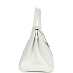Hermes Birkin Club 35 White and Gris Perle Clemence and Sanguine Lizard Palladium Hardware