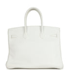 Hermes Birkin Club 35 White and Gris Perle Clemence and Sanguine Lizard Palladium Hardware