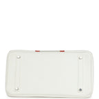 Hermes Birkin Club 35 White and Gris Perle Clemence and Sanguine Lizard Palladium Hardware