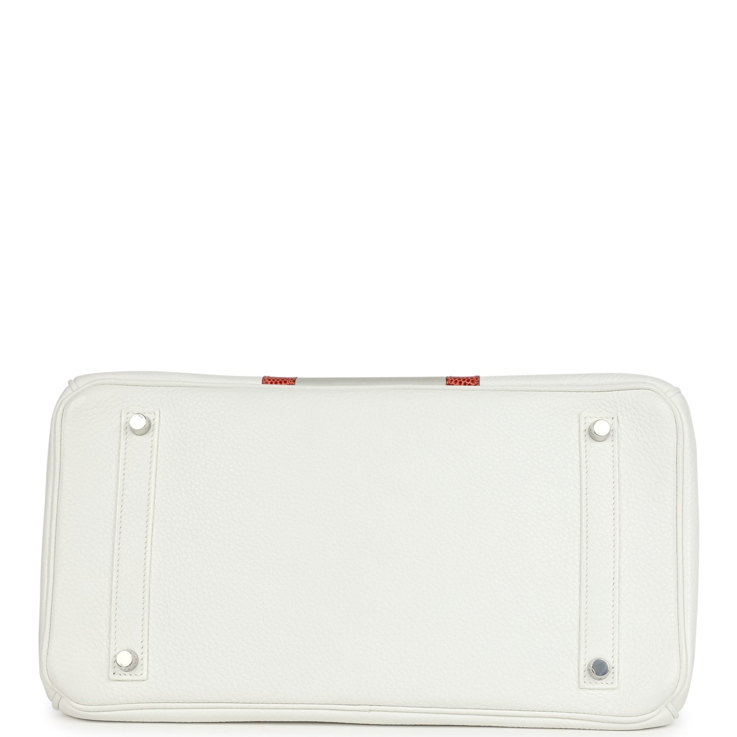 Hermes Birkin Club 35 White and Gris Perle Clemence and Sanguine Lizard Palladium Hardware
