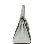 Hermes Special Order (HSS) Birkin 30 Black and Gris Perle Chevre Mysore Brushed Gold Hardware