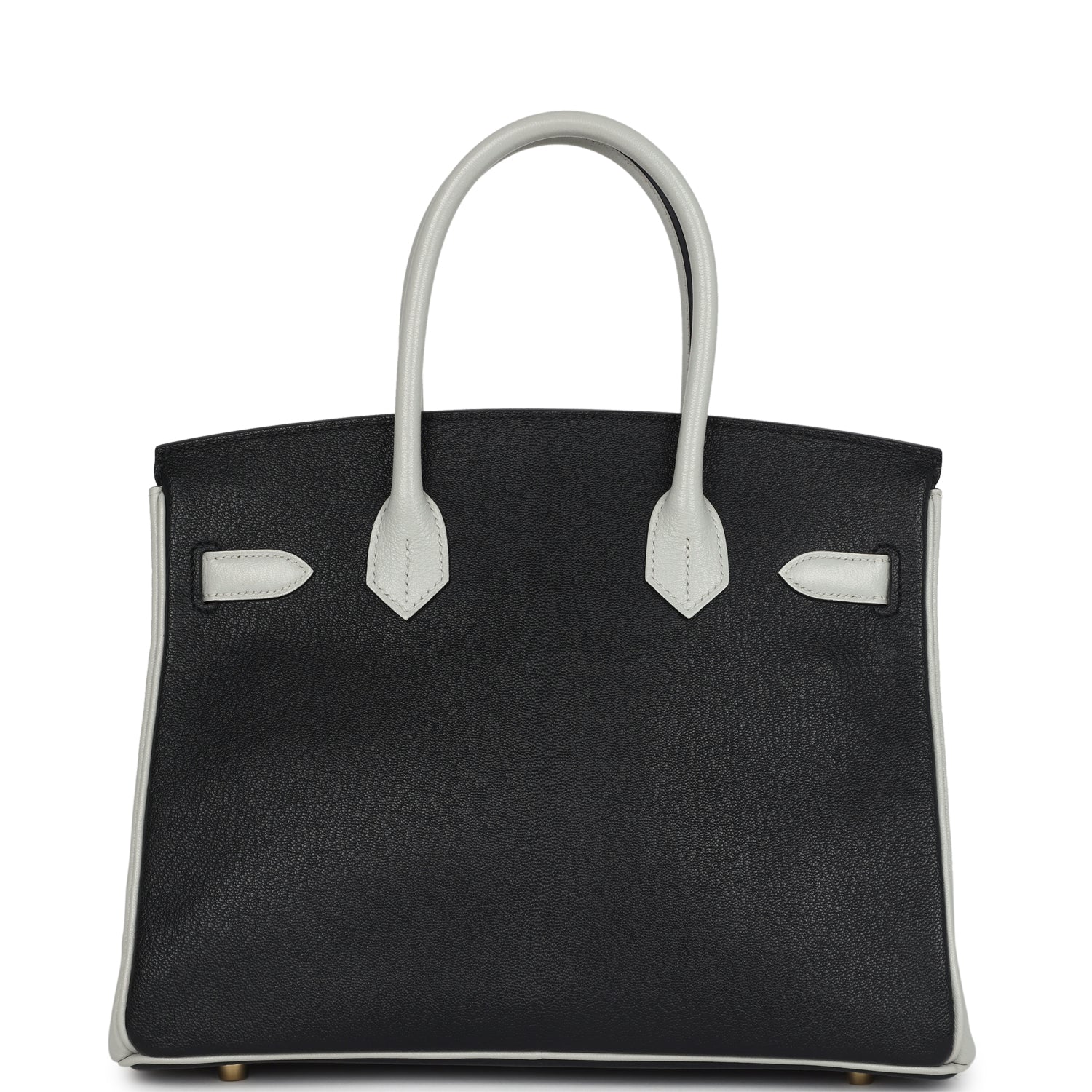 Hermes Special Order (HSS) Birkin 30 Black and Gris Perle Chevre Mysore Brushed Gold Hardware