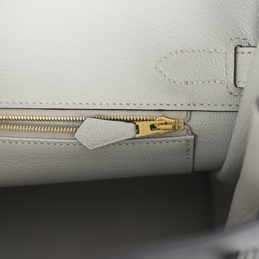 Hermes Special Order (HSS) Birkin 30 Black and Gris Perle Chevre Mysore Brushed Gold Hardware