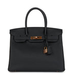 Hermes Birkin 30 Black Togo Rose Gold Hardware