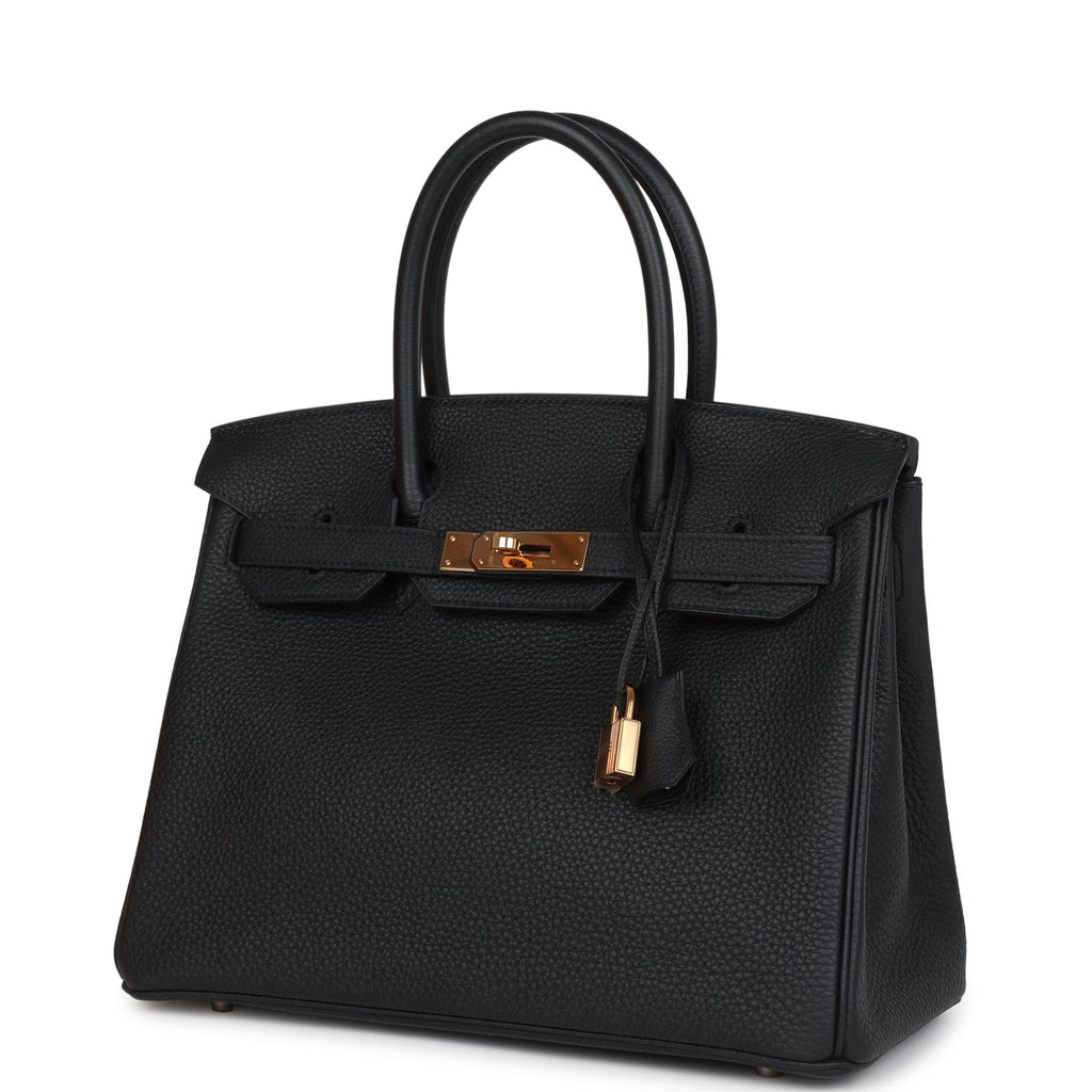 Hermes Birkin 30 Black Togo Rose Gold Hardware