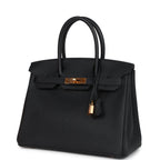 Hermes Birkin 30 Black Togo Rose Gold Hardware