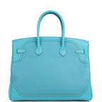 Hermes Birkin 35 Ghillies Turquoise Togo and Swift Palladium Hardware