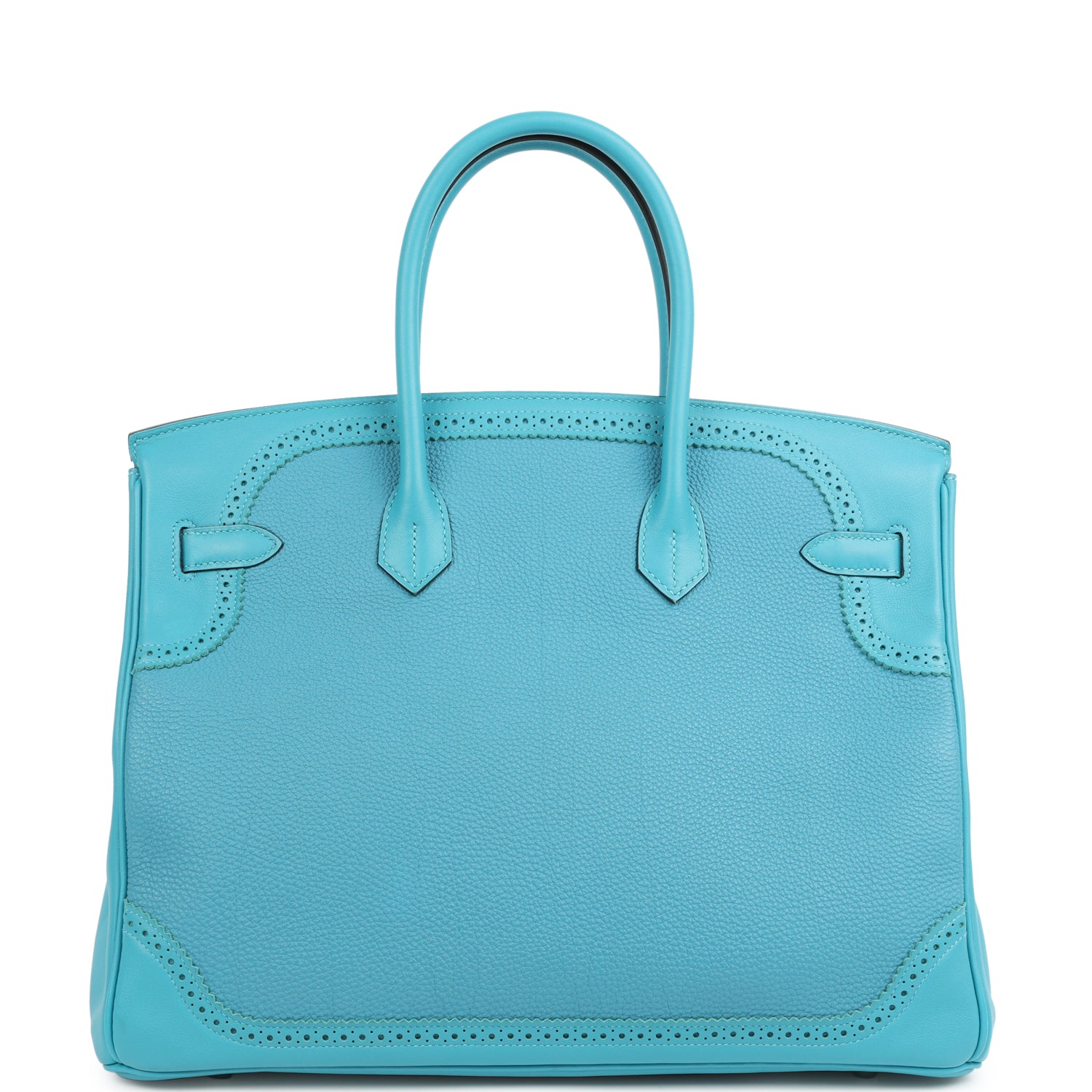 Hermes Birkin 35 Ghillies Turquoise Togo and Swift Palladium Hardware