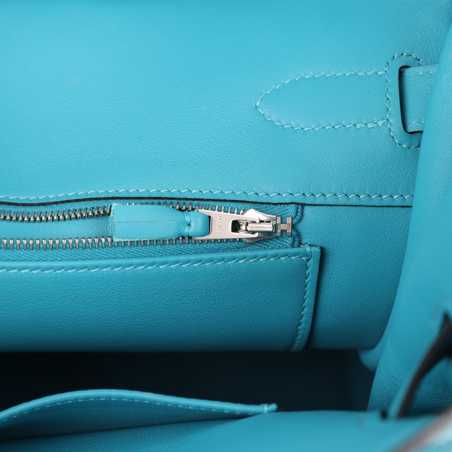 Hermes Birkin 35 Ghillies Turquoise Togo and Swift Palladium Hardware