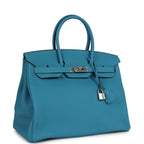 Hermes Birkin 35 Turquoise Togo Palladium Hardware