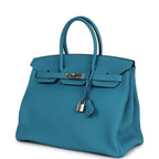 Hermes Birkin 35 Turquoise Togo Palladium Hardware