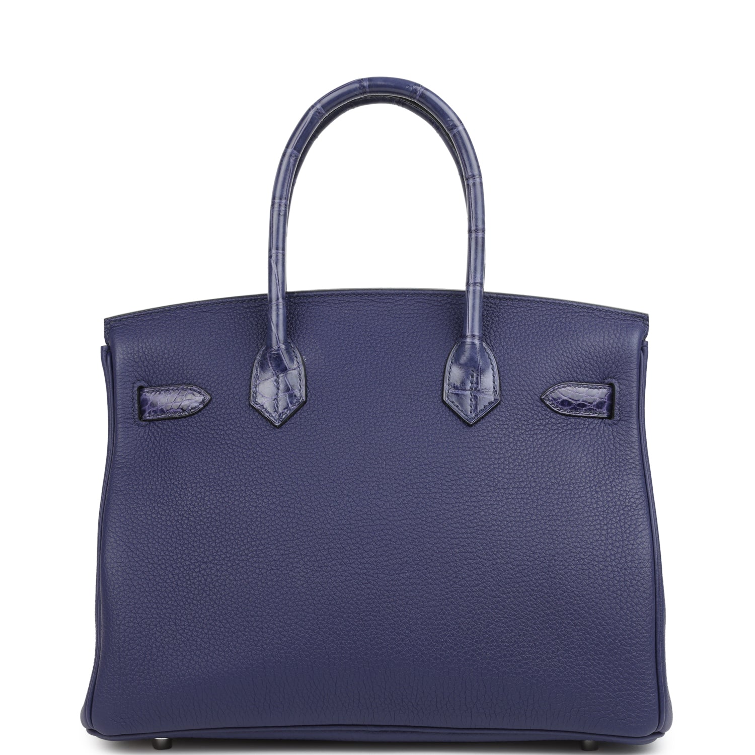Hermes Birkin 30 Bleu Encre Togo and Shiny Niloticus Crocodile Touch Palladium Hardware