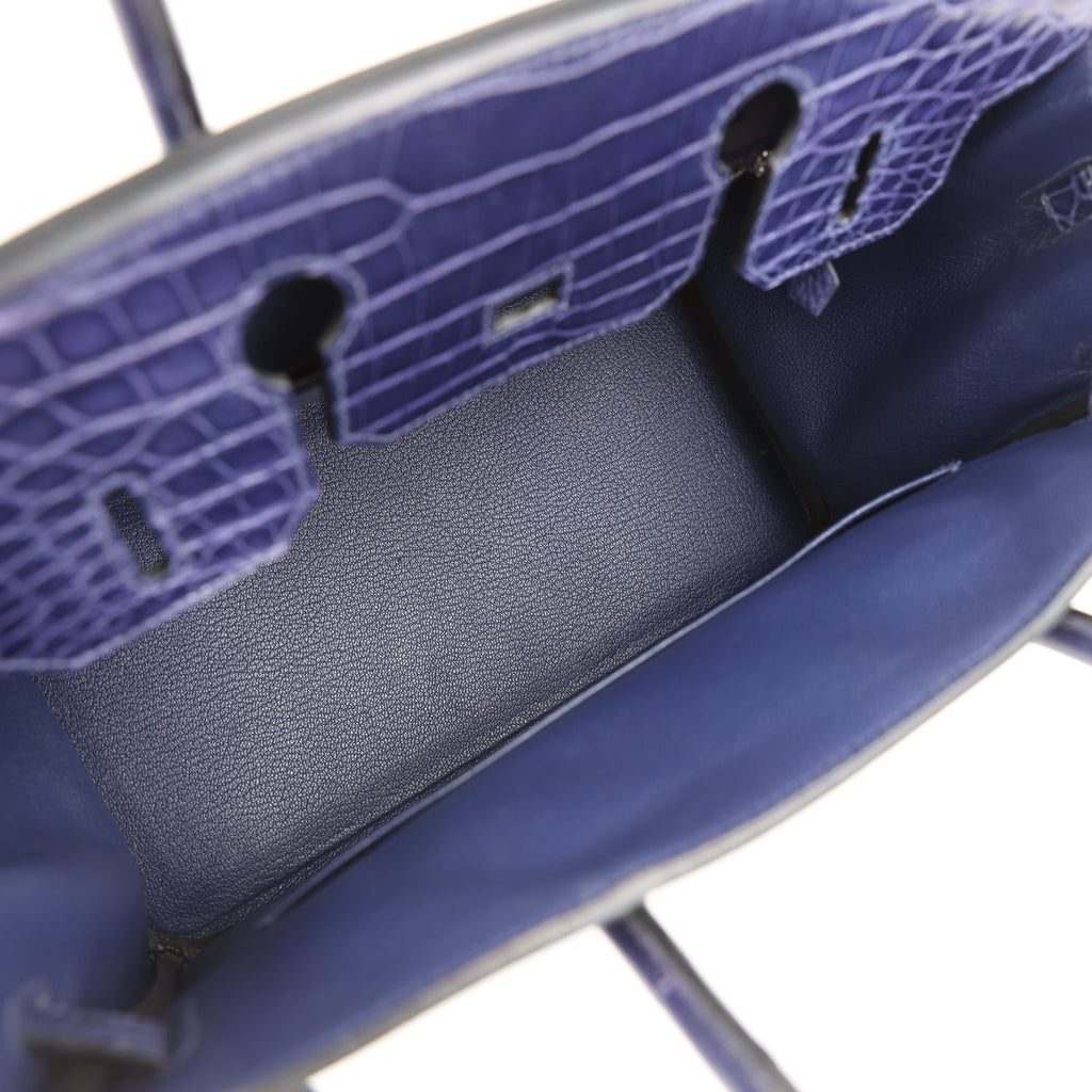 Hermes Birkin 30 Bleu Encre Togo and Shiny Niloticus Crocodile Touch Palladium Hardware