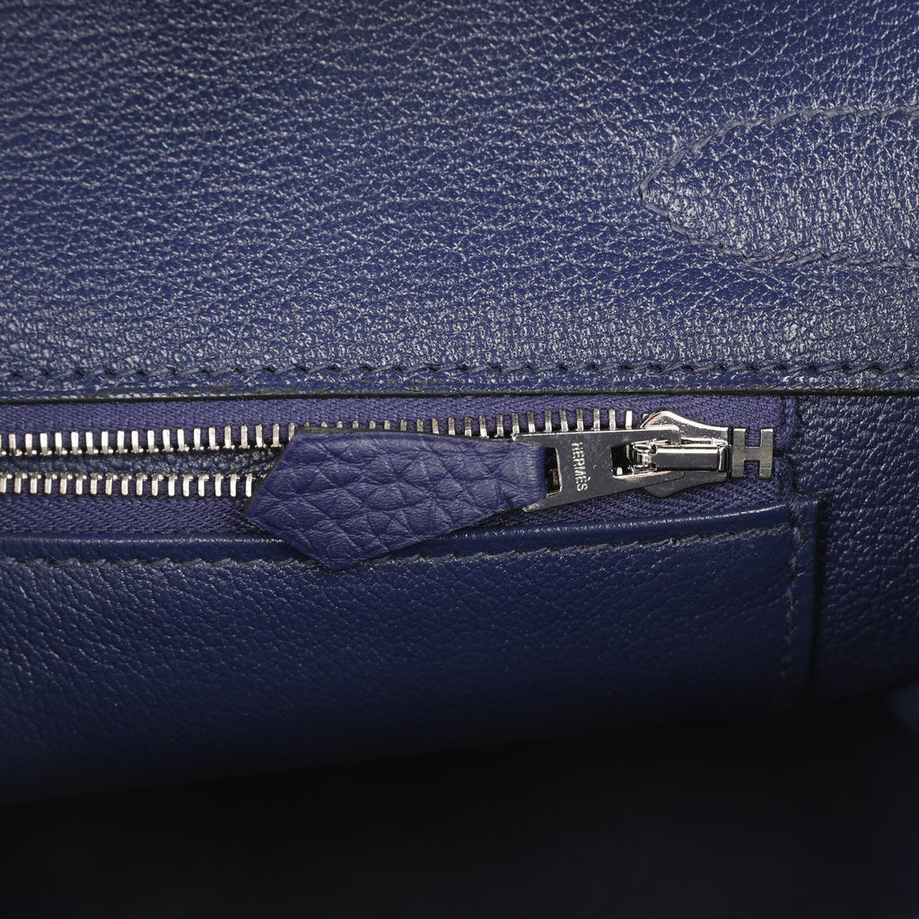 Hermes Birkin 30 Bleu Encre Togo and Shiny Niloticus Crocodile Touch Palladium Hardware