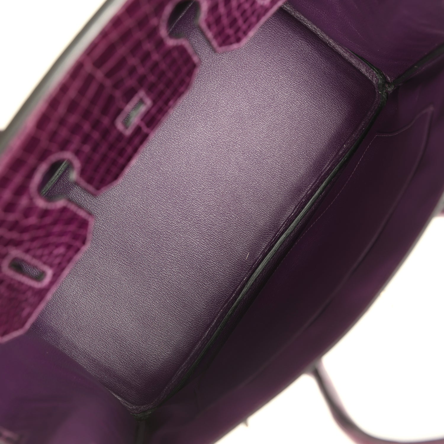 Hermes Birkin 35 Amethyst Shiny Porosus Crocodile Palladium Hardware