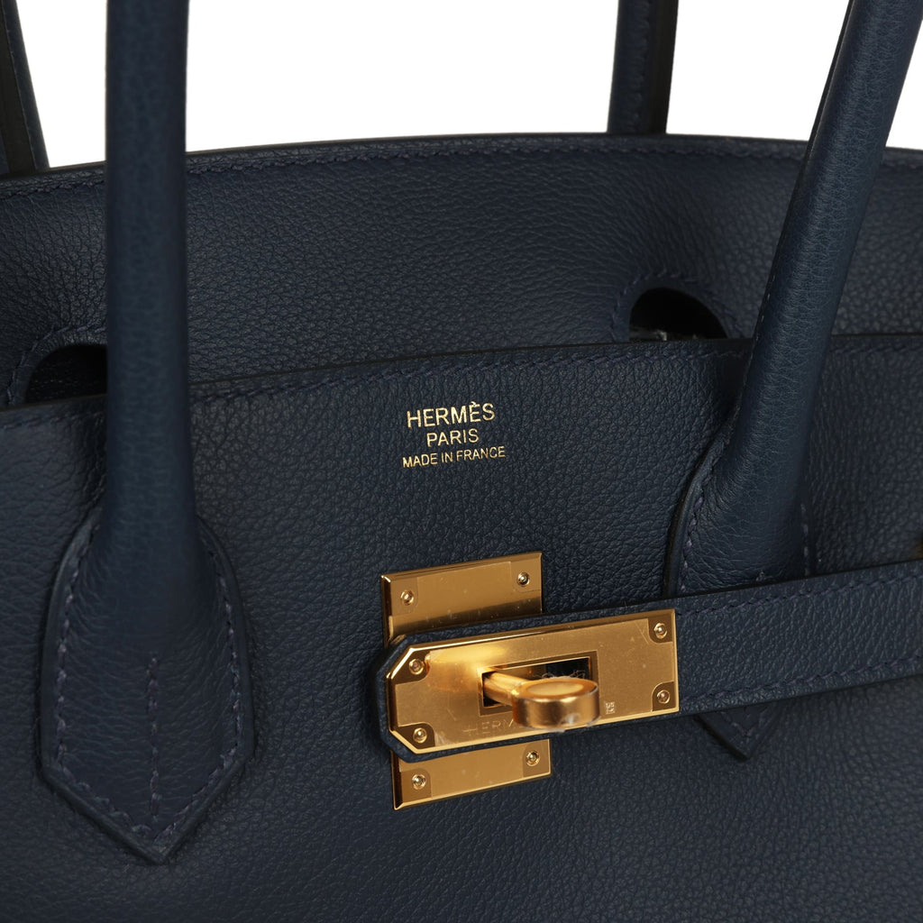 Hermes Shoulder Birkin Light 29 Bleu Abysse Evercolor Gold Hardware