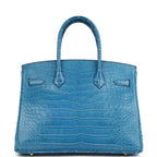 Hermes Birkin 30 Bleu Mykonos Matte Alligator Gold Hardware