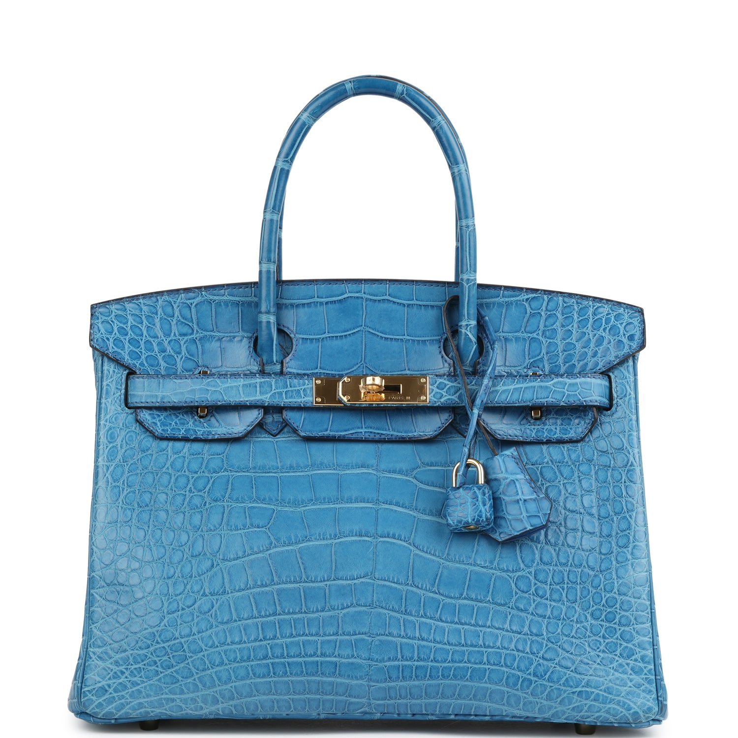 Hermes Birkin 30 Bleu Mykonos Matte Alligator Gold Hardware