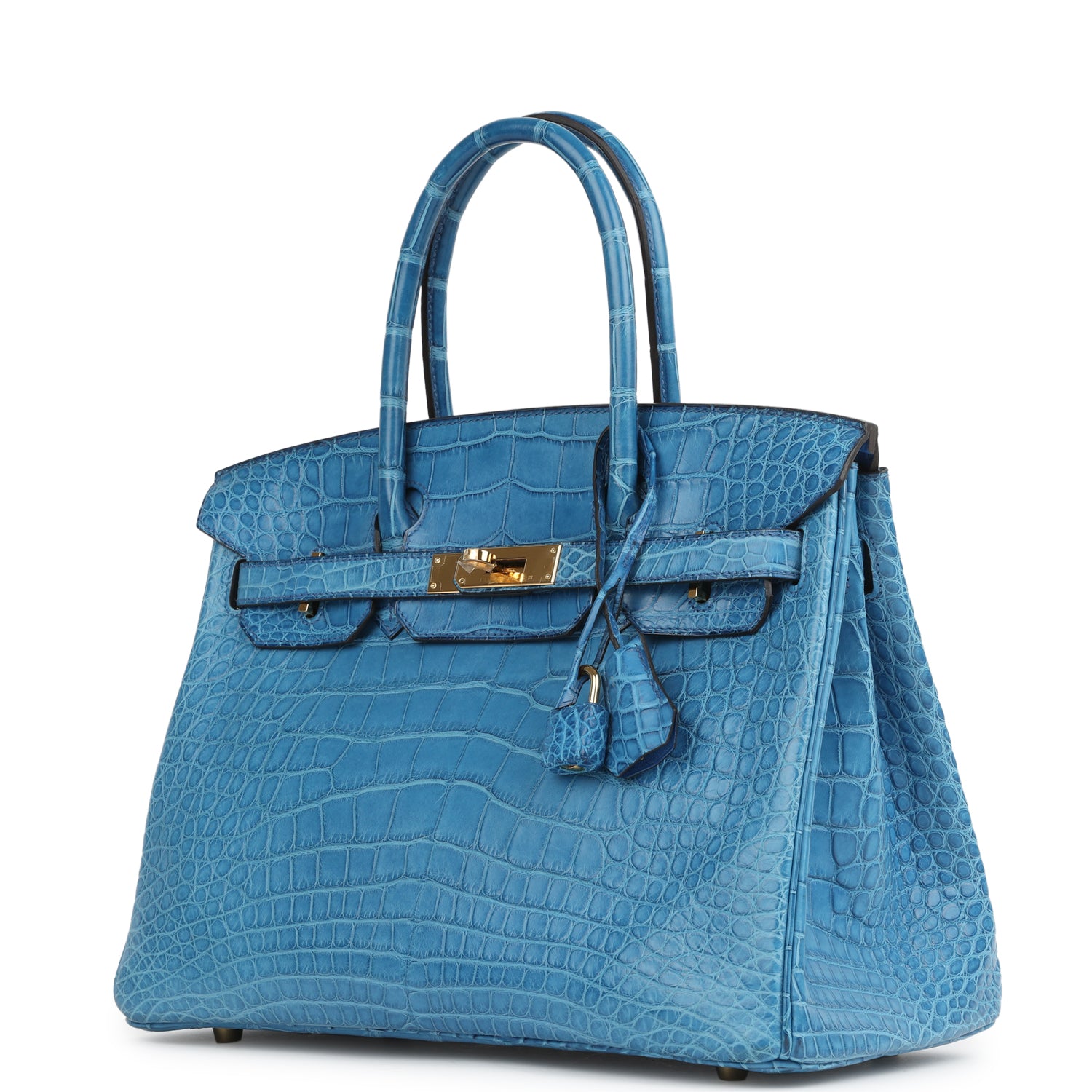 Hermes Birkin 30 Bleu Mykonos Matte Alligator Gold Hardware