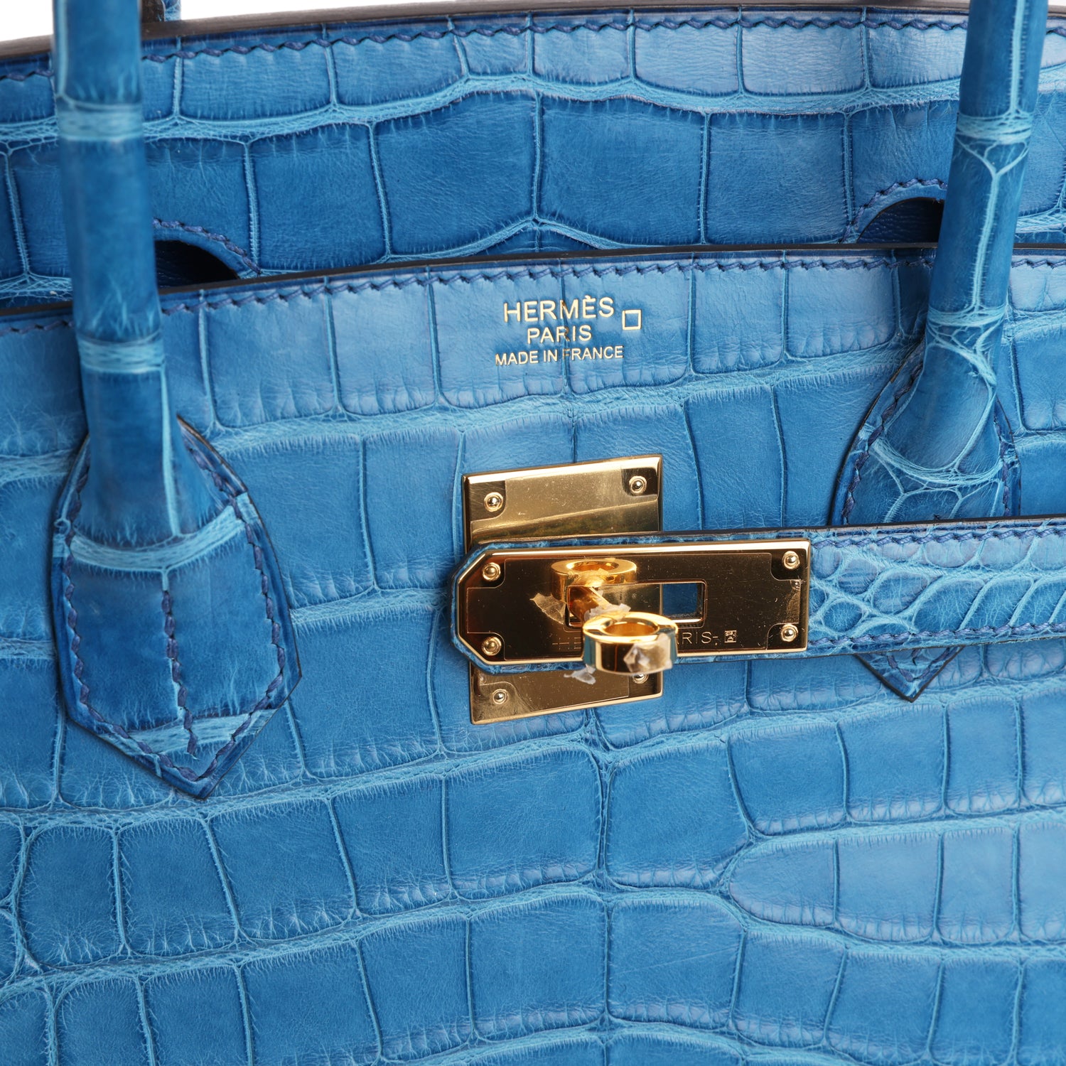 Hermes Birkin 30 Bleu Mykonos Matte Alligator Gold Hardware