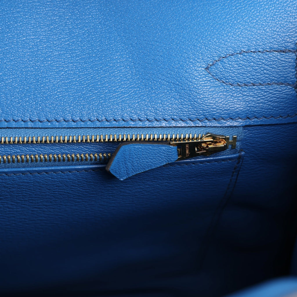 Hermes Birkin 30 Bleu Mykonos Matte Alligator Gold Hardware
