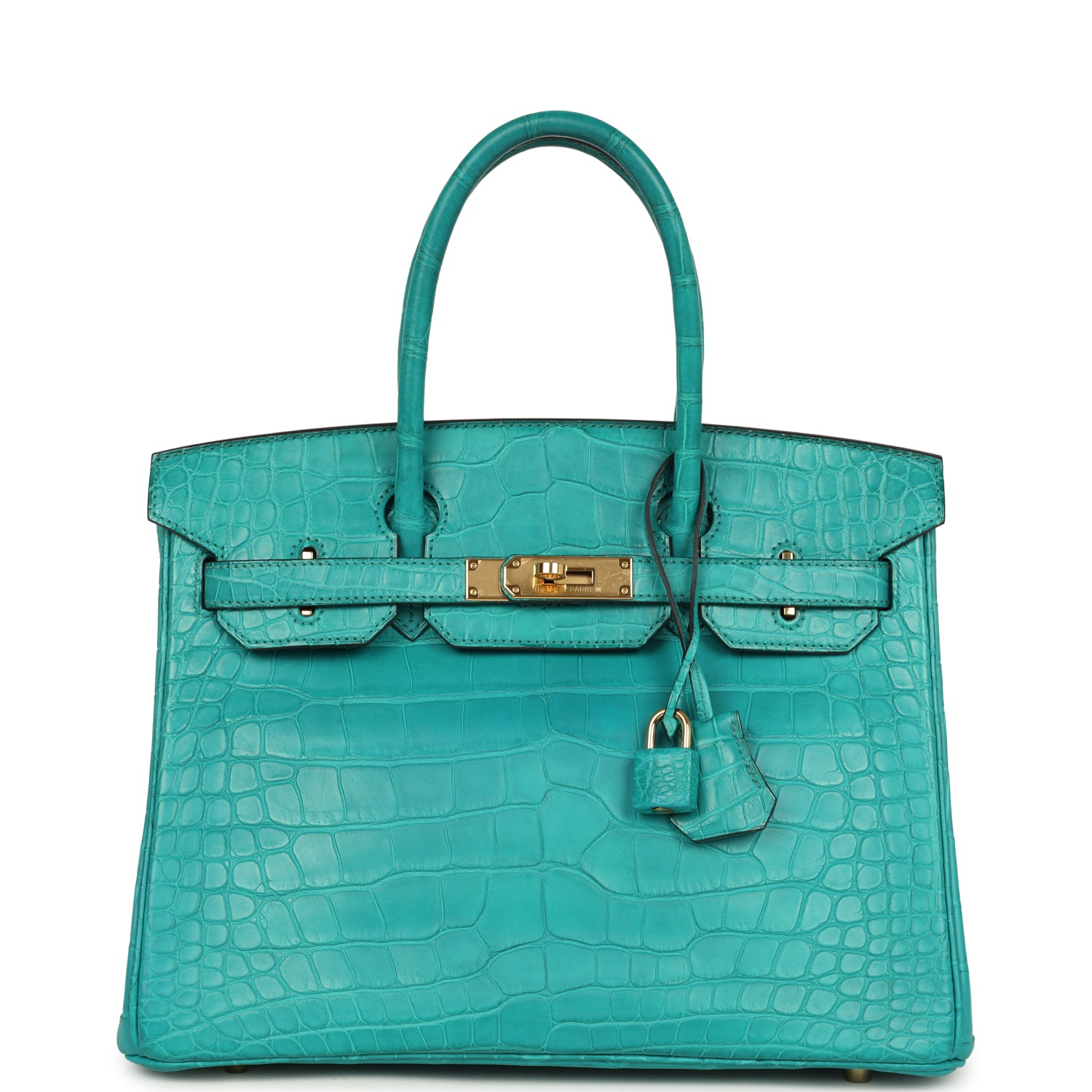 Hermes Birkin 30 Bleu Paon Matte Alligator Gold Hardware