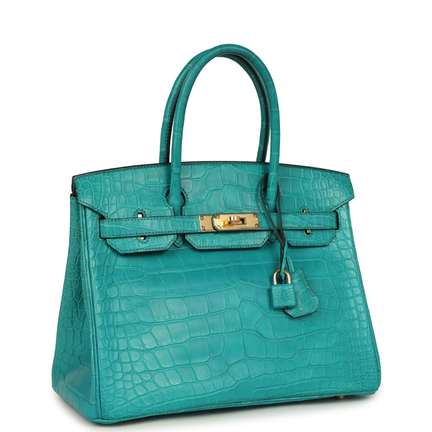 Hermes Birkin 30 Bleu Paon Matte Alligator Gold Hardware